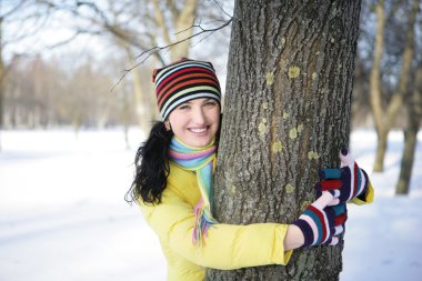 Girl and tree clipart