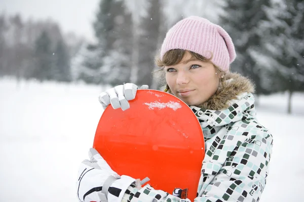 아름 다운 여자 snowborder — 스톡 사진