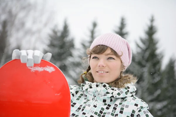 아름 다운 여자 snowborder — 스톡 사진
