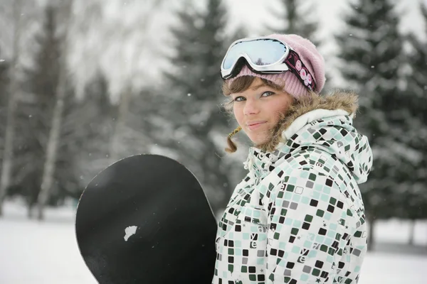 Mooi meisje snowborder — Stockfoto