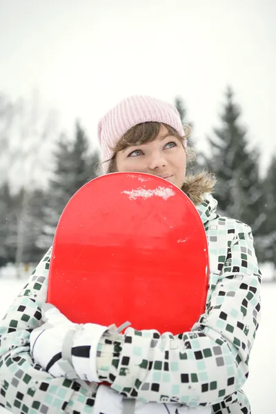 Menina bonita snowborder — Fotografia de Stock