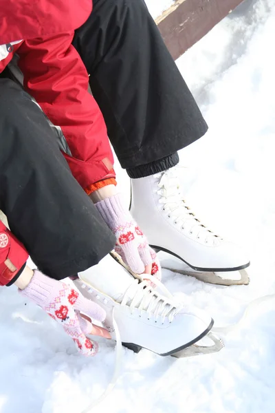 Voorbereiding schaatsen — Stockfoto