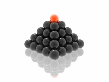 Kırmızı Top ile siyah piramit