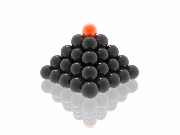 stock image Black pyramid with red ball