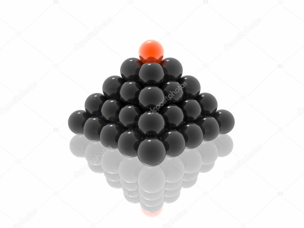 Black pyramid with red ball