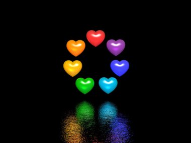 Rainbow hearts clipart