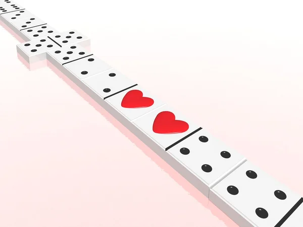 Domino with hearts — 图库照片