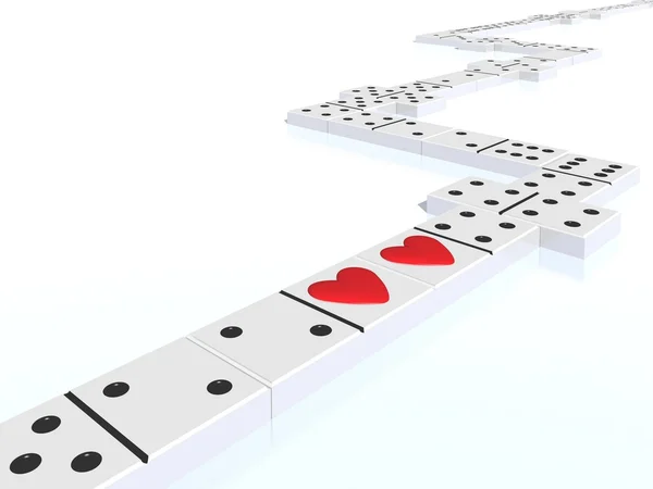 Domino z serca — Zdjęcie stockowe