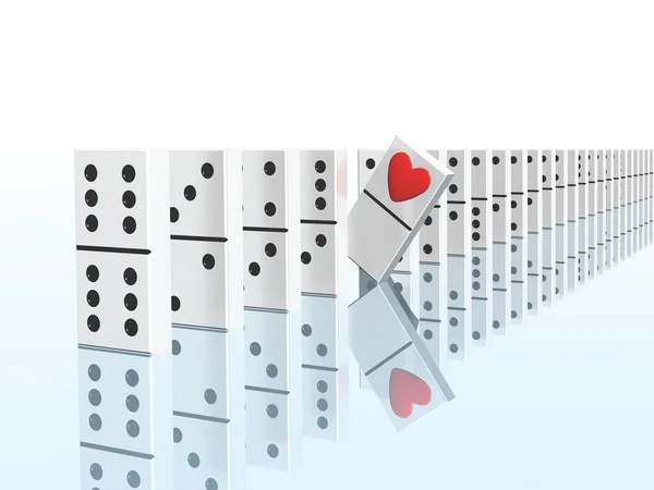 Domino with hearts — Stock Photo, Image
