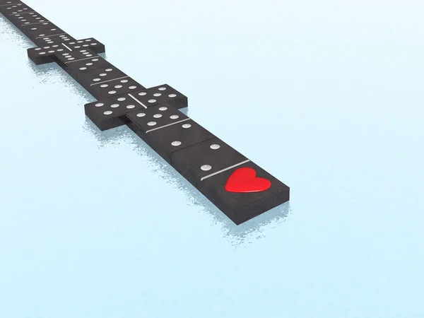 Domino with heart — Stock Photo, Image