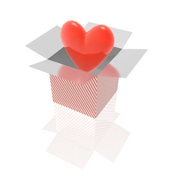 Coração e caixa — Fotografia de Stock