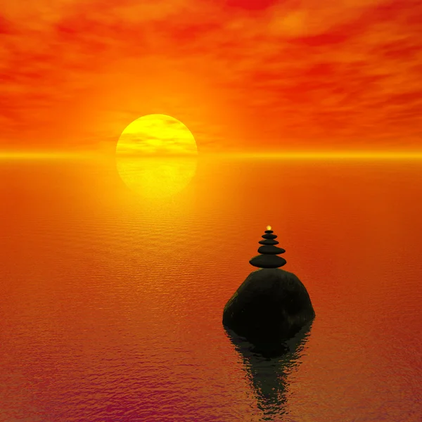 Zen-artiger Sonnenuntergang — Stockfoto