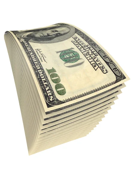 Kilka dolarów banknotów na białym tle — Zdjęcie stockowe