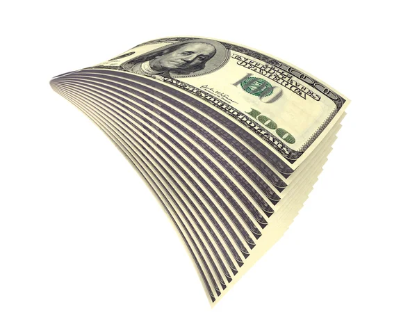 Kilka dolarów banknotów na białym tle — Zdjęcie stockowe