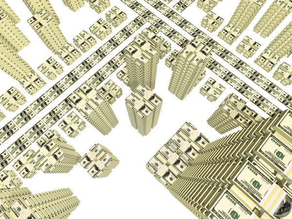 Rekeningen geplaatst als straten en gebouw — Stockfoto