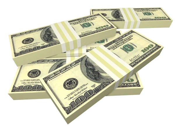 Pacote disperso de notas de dólar isoladas — Fotografia de Stock