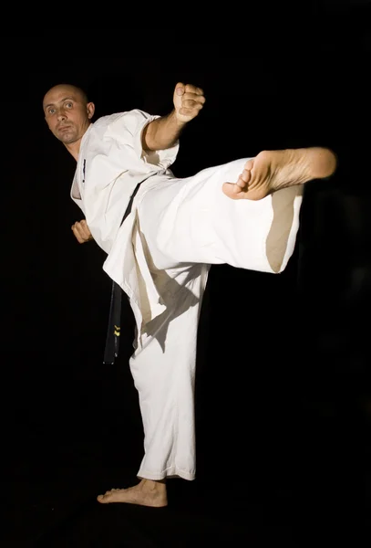 Karateka men fighting — Stock Photo, Image
