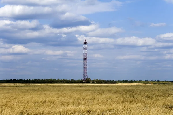 stock image Communications tower on field