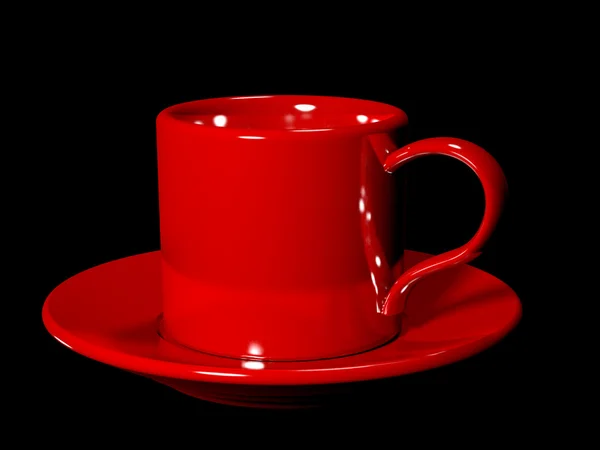 Röda koppen och fatet — Stockfoto