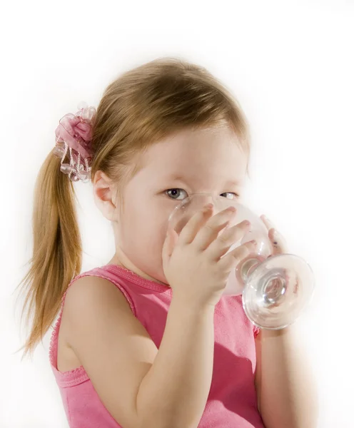 stock image Small girl is drinking the water