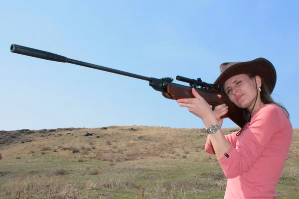 stock image The Woman with rifle