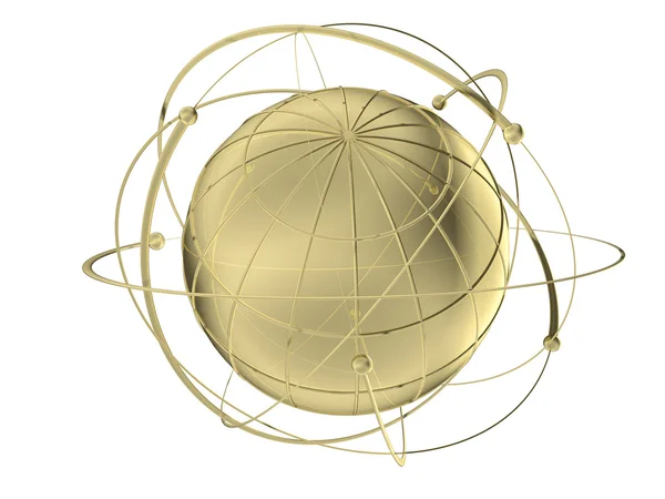 Глобус с проводными орбитами спутника Лицензионные Стоковые Фото