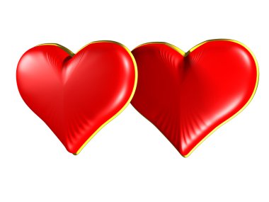 Two Red hearts with gold edging clipart