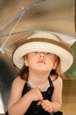 Small girl with umbrella clipart