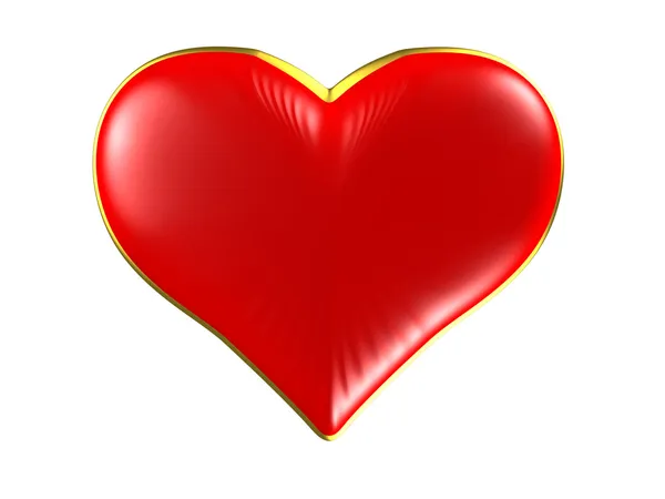 Corazón rojo con borde dorado — Foto de Stock