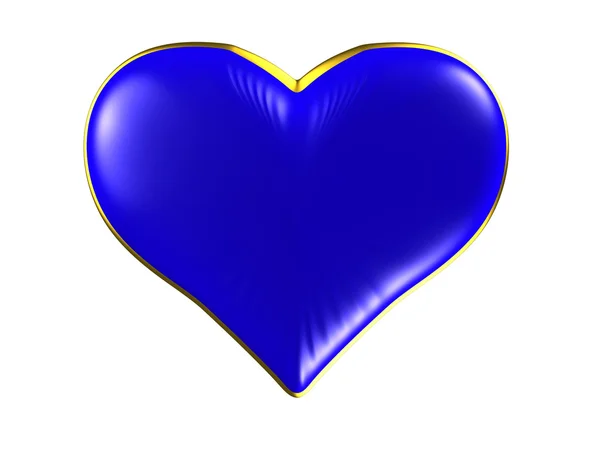 Голубое сердце с золотой окантовкой — стоковое фото