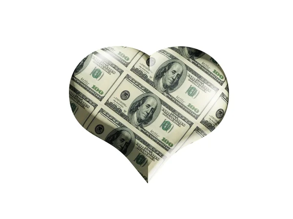 stock image Heart colored into the dollars