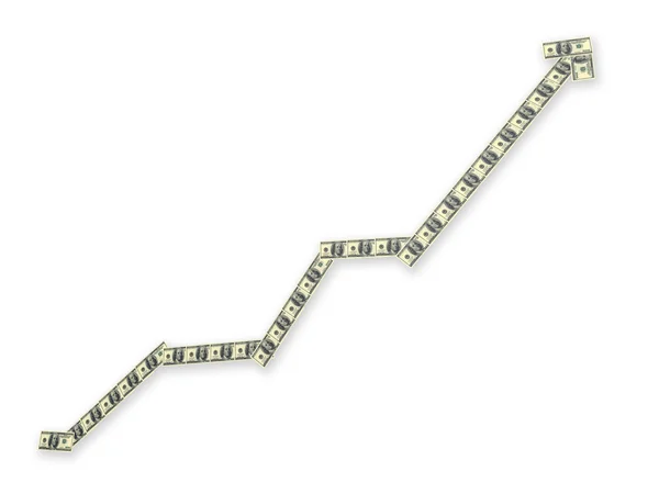 Диаграмма раскрашенная в доллары — стоковое фото