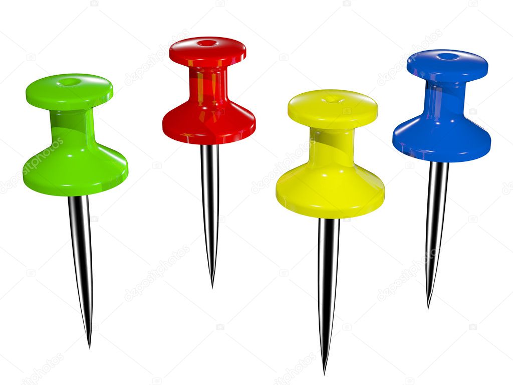 Colored plastic pushpins