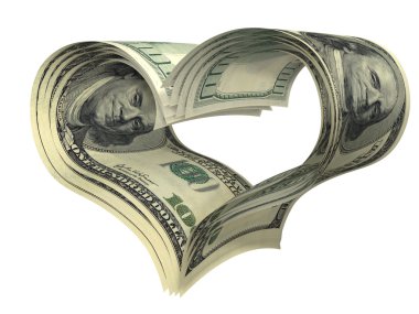 Sevgililer günü kalp şekli dolar tarafından yapılan
