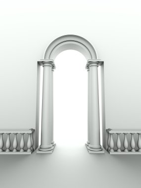 Entrance with arc, columns and balustrad clipart