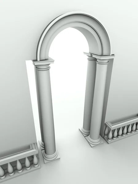 Eingang mit Bogen, Säulen und Geländer — Stockfoto