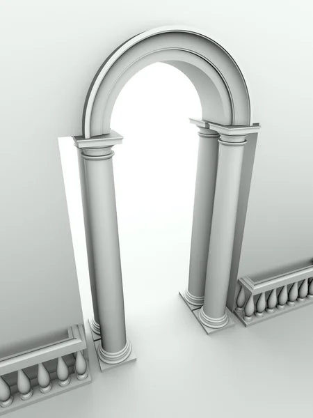 stock image Entrance with arc, columns and balustrad