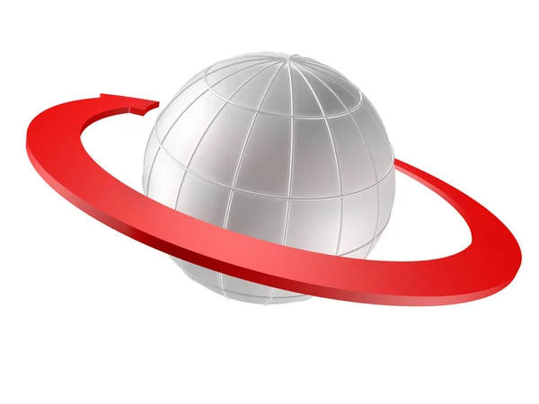 3D rendered Globe with red arrow — Stock Photo, Image