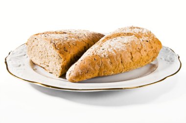 A loaf of bread cut in half clipart