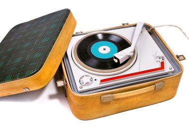 Retro portable turntable clipart