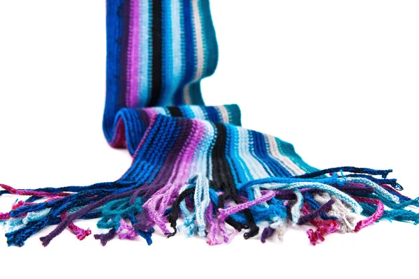 stock image Striped multicolored woolen scarf