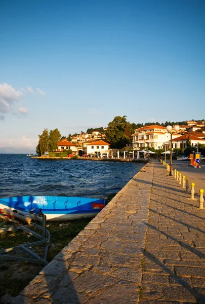 Marina d'Ohrid au lever du soleil — Photo