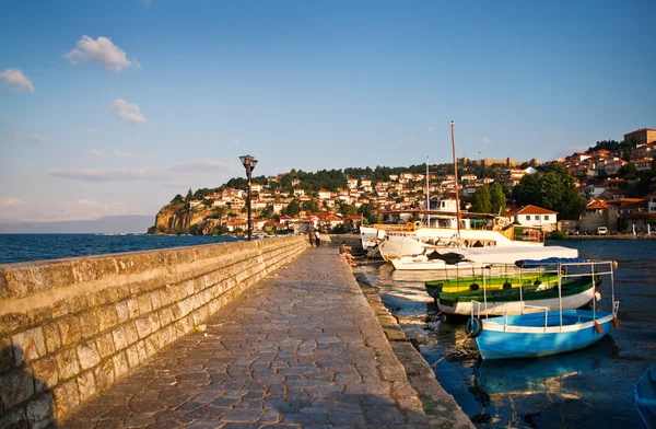 Ohrid marina napkeltekor — Stock Fotó