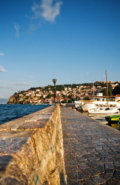Ohrid marina al amanecer — Foto de Stock