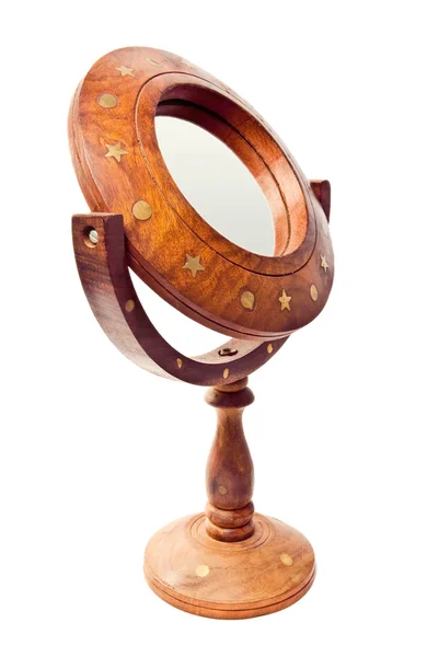 A wooden vintage mirror — Stock Photo, Image