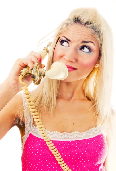 stock image Beautiful blonde talking on the phone