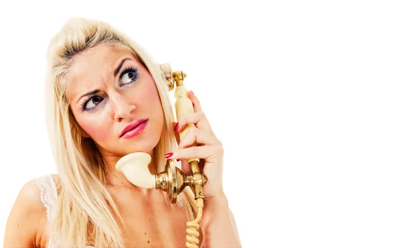 Beautiful blonde talking on the phone — Stock Photo, Image