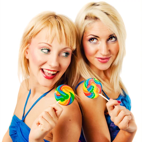 Two attractive blonde models posing — Stock Photo, Image