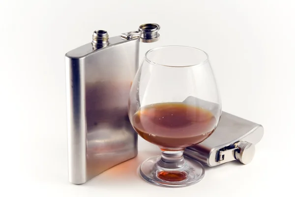 科涅克白兰地和威士忌瓶 — 图库照片