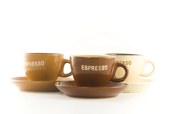 Üç fincan espresso — Stok fotoğraf